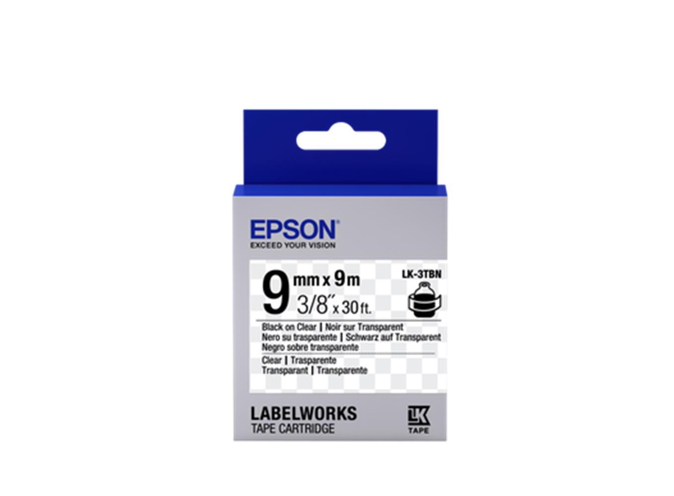 Epson LK-3TBN Şeffaf Üzeri Siyah 9mm 9Metre Etiket