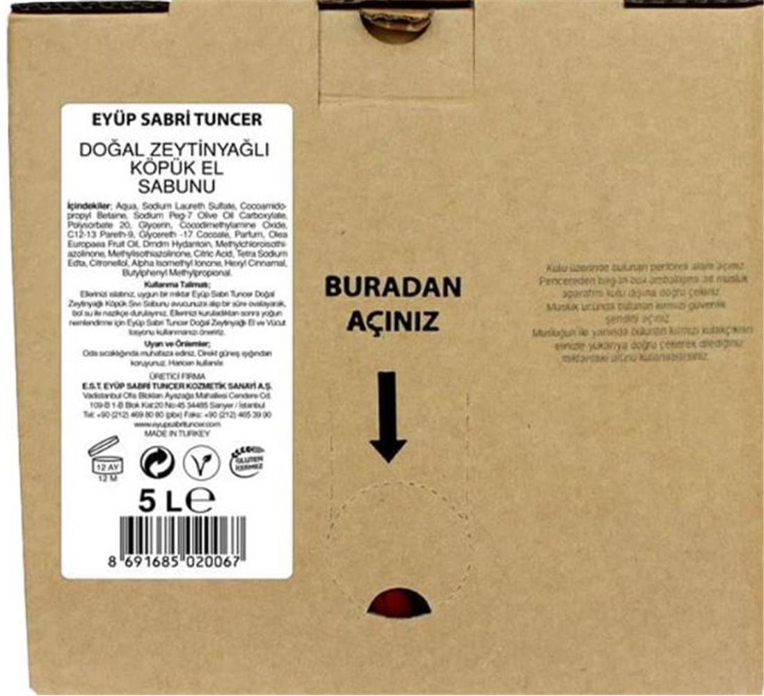 Eyüp Sabri Tuncer Zeytinyağlı Köpük  Sabun 5lt Bag In Box Endüstriyel