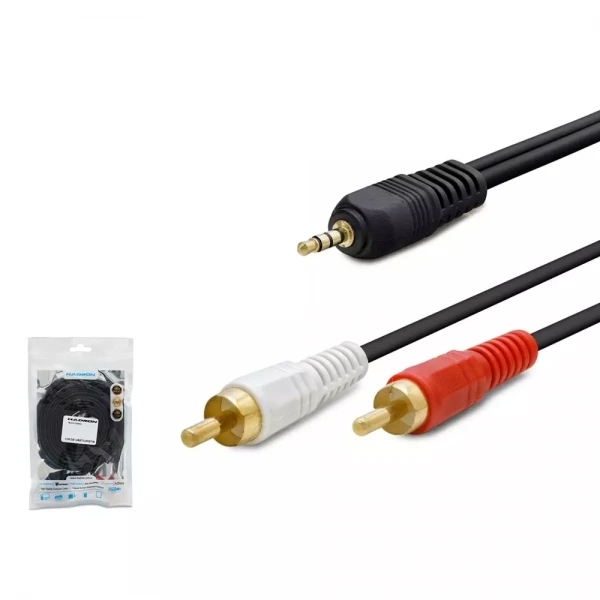 HADRON HDX1032 AUX TO 2RCA KABLO 5MT SARI UÇ