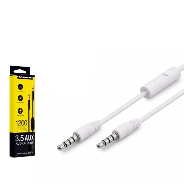 HADRON HDX1047B AUX KABLO MİKROFONLU 1.1MT BEYAZ